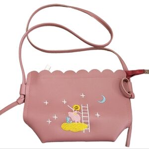 Dusty pink leather purse with embroidery